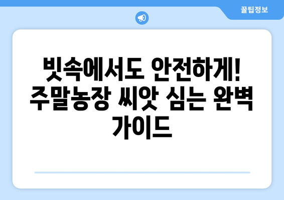 장마철에도 끄떡없다! 주말농장 씨앗 심기 성공 가이드 | 장마, 농사, 주말농장, 씨앗, 심기, 팁