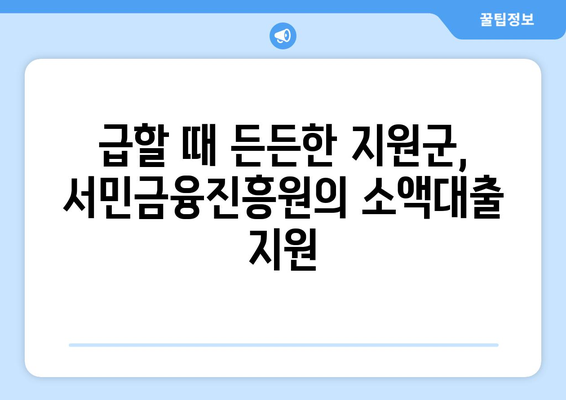 무직자 소액대출, 서민금융진흥원이 희망을 제시하다 | 소액대출, 서민금융, 금융 지원, 무직자 대출