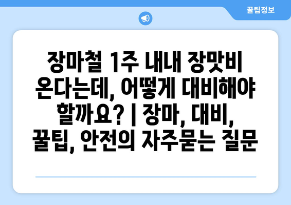 장마철 1주 내내 장맛비 온다는데, 어떻게 대비해야 할까요? | 장마, 대비, 꿀팁, 안전