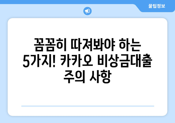 카카오 비상금대출 후기| 꼼꼼히 따져봐야 할 5가지 | 장점, 단점, 이용 후기, 주의 사항