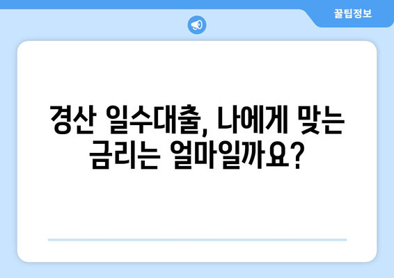 경산 지역 일수대출 조건 완벽 분석| 신청 자격부터 금리까지 | 경산, 일수대출, 조건, 신청, 금리, 대출